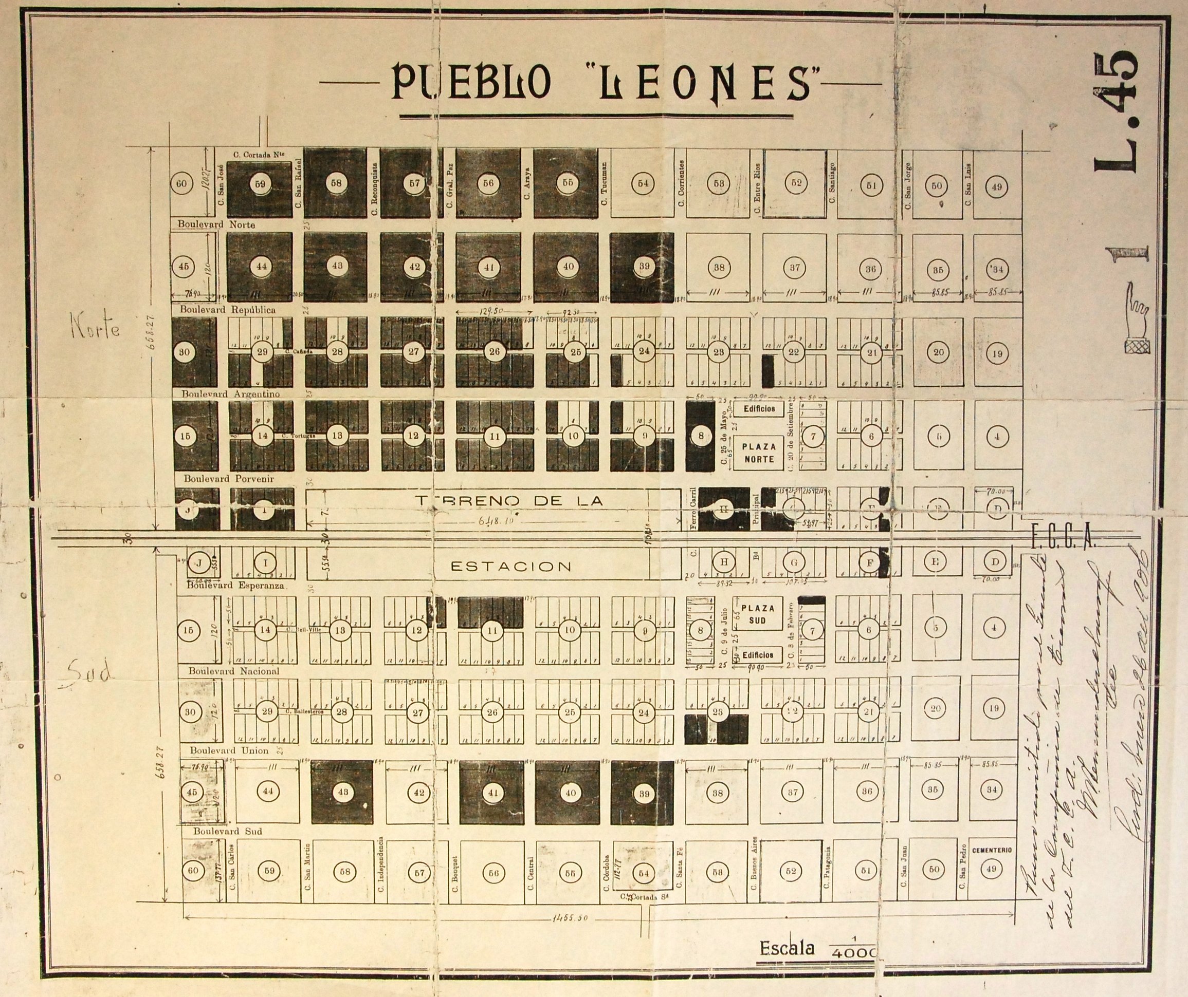 Facsímil plano de Leones de 1906. Colección Mollar.