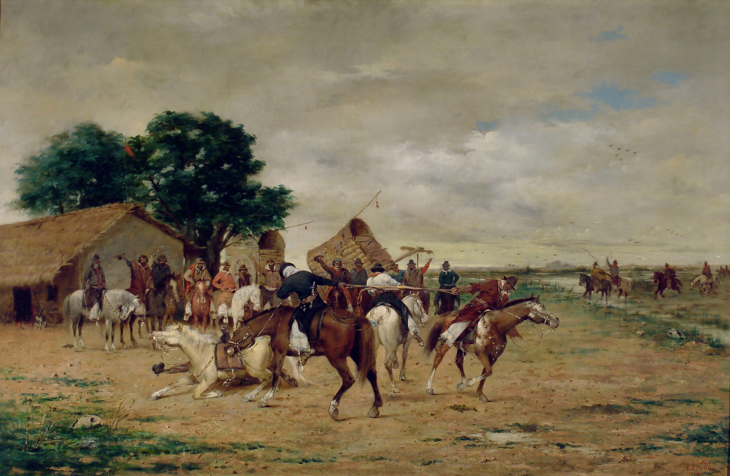 “El juego del pato” (siglo XIX). Ángel Della Valle. MNBA.
